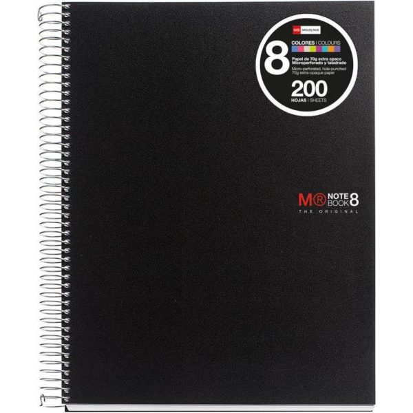 Kolegij blok Miquelrius A5 70g 200L spiralni crte Polypropylene crni MR43007