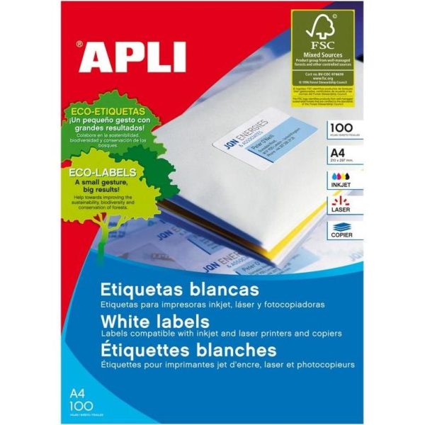Naljepnica Apli 210x297mm bijela 100L 01281