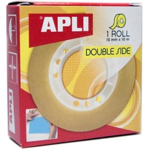 Traka ljepljiva Apli obostrana prozirna 15mmx10m 11505