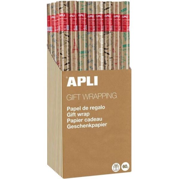 Ukrasni papir Apli 0,70x2m Kraft Fun u roli sortirano 60g (display 55/1) 18911 - Slika 2
