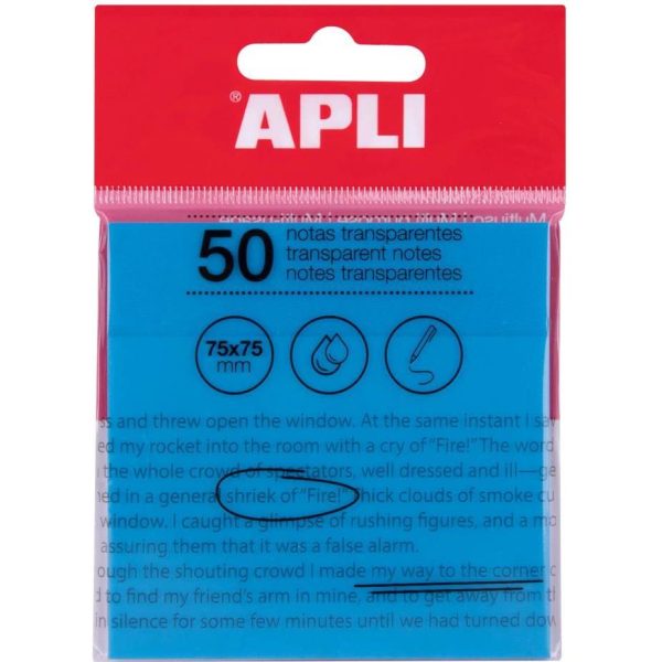 Blok Apli samoljepljivi 75x75mm plavi transparent 50L 19571
