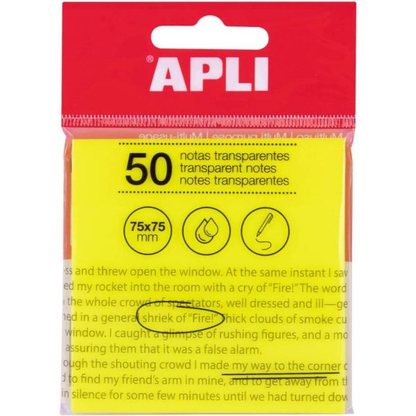 Blok Apli samoljepljivi 75x75mm žuti transparent 50L 19569