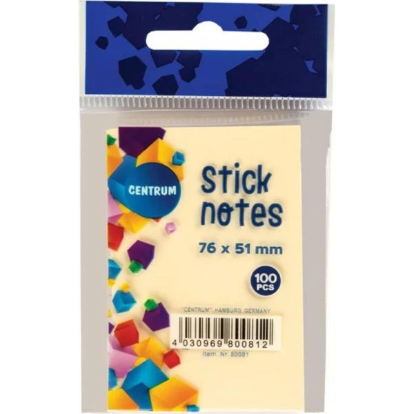 Blok samoljepljivi Centrum 38x51mm pastelno žuti 100L 80080