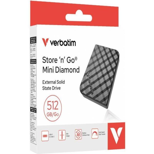 Externi SSD Verbatim #32024 Store'n'Go Mini Diamond, 512GB, USB-C 3.2 Gen2, crni