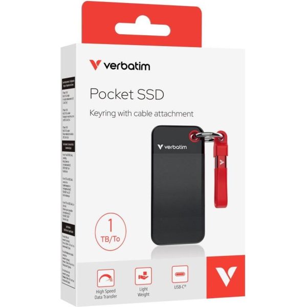 SSD Pocket Verbatim #32192 1TB 3.2 Gen2, USB-C, crno/crveni