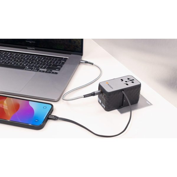 Adapter Verbatim CNT-02 GaN III #32127 Charge'n'Travel 85W, 3xUSB-C/1xUSB-A/uvlačivi USB-C kabel (EN/UK/US) - Slika 2