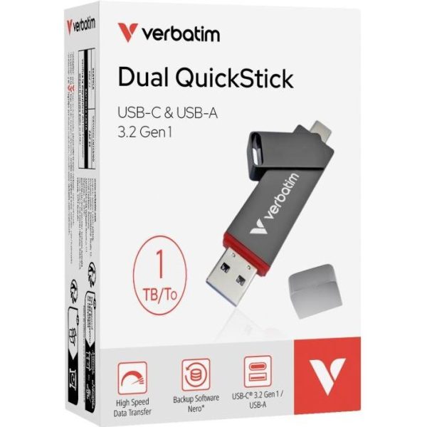 USB Dual QuickStick Verbatim 3.2 Gen1 #32043 1TB, USB-C/USB-A