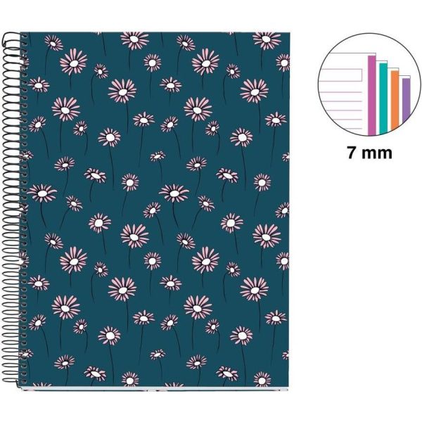 Kolegij blok Miquelrius A4 70g 120L spiralni crte blue daisies MR46818 - Slika 3
