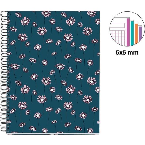 Kolegij blok Miquelrius A4 70g 120L spiralni kocke blue daisies MR46816 - Slika 4