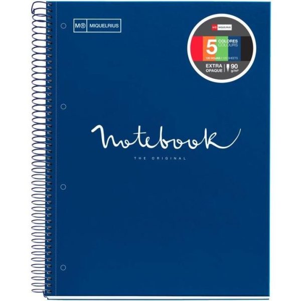 Kolegij blok Miquelrius A4 90g 120L spiralni crte Extra rigid cardboard emotions navy MR48552