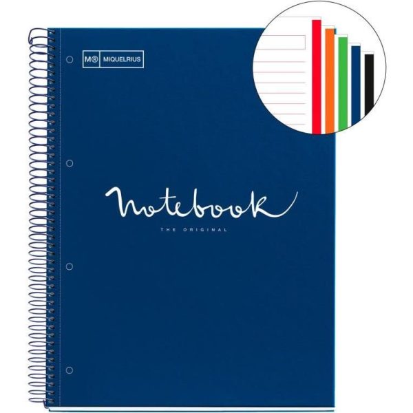 Kolegij blok Miquelrius A4 90g 120L spiralni crte Extra rigid cardboard emotions navy MR48552 - Slika 2