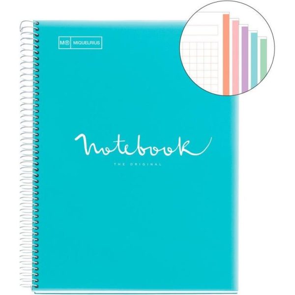 Kolegij blok Miquelrius A4 90g 120L spiralni kocke Polypropylene emotions sky blue MR46070 - Slika 2