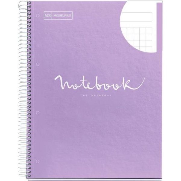 Kolegij blok Miquelrius A4 90g 80L spiralni kocke Extra rigid cardboard emotions lavender MR46055