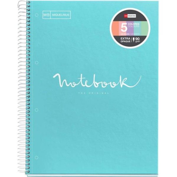 Kolegij blok Miquelrius A5 90g 120L spiralni kocke Extra rigid cardboard emotions sky blue MR46091