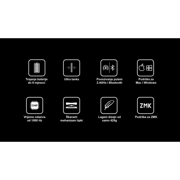 Keychron B1 Pro ultra-tanka bežična tipkovnica (75%), Space Gray - Slika 3