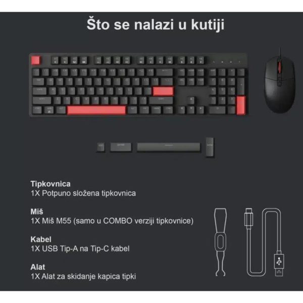 Mehanička tipkovnica Keychron Lemokey X2 COMBO sa M55 mišem, žičana, HR znakovi - Slika 2