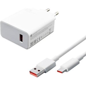 KUĆNI PUNJAČ ZA XIAOMI MDY-12-EU 67W TURBO + TIP C KABEL BIJELI BULK