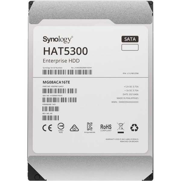 Synology 4TB SATA3 NAS HDD Enterprise 3.5", 7200rpm, (HAT5300-4T)