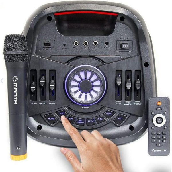 MANTA karaoke, 120W, FM, BT, disco ef, baterija, daljin, bež. mikrof SPK5310PRO - Slika 2