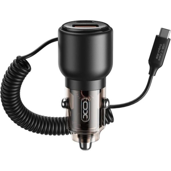 Auto punjač XO CC59 65W 1x USB 1x USB-C tarnish with USB-C cable + USB-C - USB-C cable
