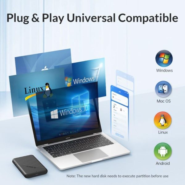 Orico vanjsko kućište 2.5" SATA HDD/SSD, 7 do 9.5mm, tool free, USB3.0 Micro-B, crni (ORICO-25PW1-U3-BK-BP-HW) - Slika 5