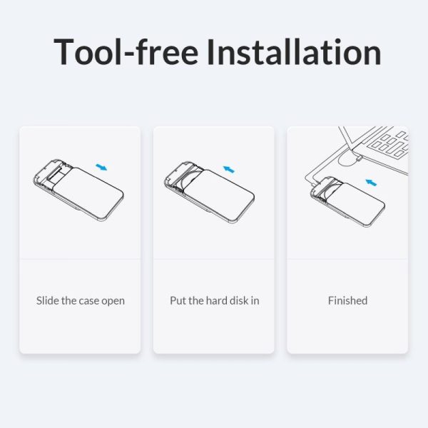 Orico vanjsko kućište 2.5" SATA HDD/SSD, 7 do 9.5mm, tool free, USB3.0 Micro-B, crni (ORICO-25PW1-U3-BK-BP-HW) - Slika 6