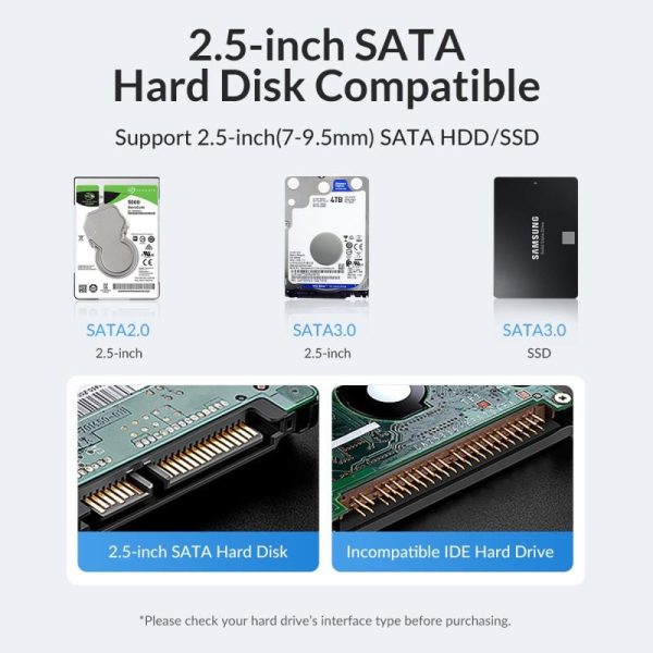 Orico vanjsko kućište 2.5" SATA HDD/SSD, 7 do 9.5mm, tool free, USB3.0 Micro-B, crni (ORICO-25PW1-U3-BK-BP-HW) - Slika 9