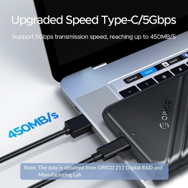 Orico vanjsko kućište 2.5" SATA HDD/SSD, 7 do 9.5mm, tool free, USB3.1 Gen1 Type-C, crni (ORICO-25PW1-C3-BK-BP) - Slika 2
