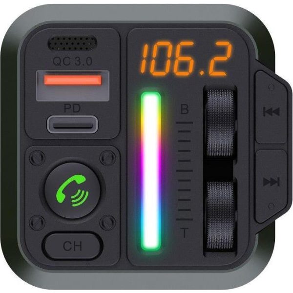 BLUE STAR transmitter FM bluetooth QC3.0 PD 20W AutoBeat MT04B black - Slika 3