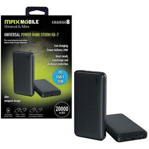 MAXMOBILE POWER BANK STORM K8-7 20000mAh 20W PD USB-C crni