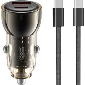 Auto punjač XO CC60 60W 1x USB 1x USB-C black + USB-C - USB-C cable