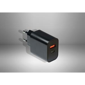 Inter-Tech Power Adapter, USB Type-C & Type-A port, Power Delivery + Quick Charge 3.0, 20W, Black, Retail