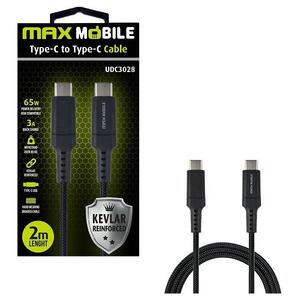 MAXMOBILE DATA KABEL TYPE C-TYPE C UDC3028 KEVLAR BLACK QC 3A 2m