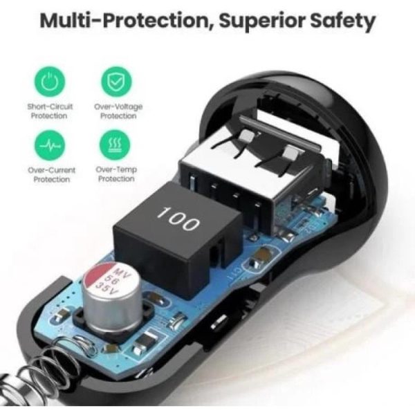 UGREEN auto punjač 24W, 2×USB-A, crni - Slika 3