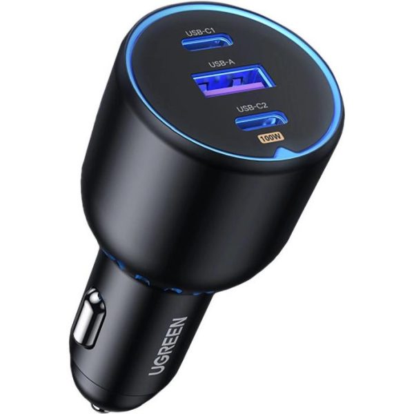 UGREEN auto punjač, 130W, 2x USB-C, USB-A, PD, QC 4.0, sivi - Slika 6