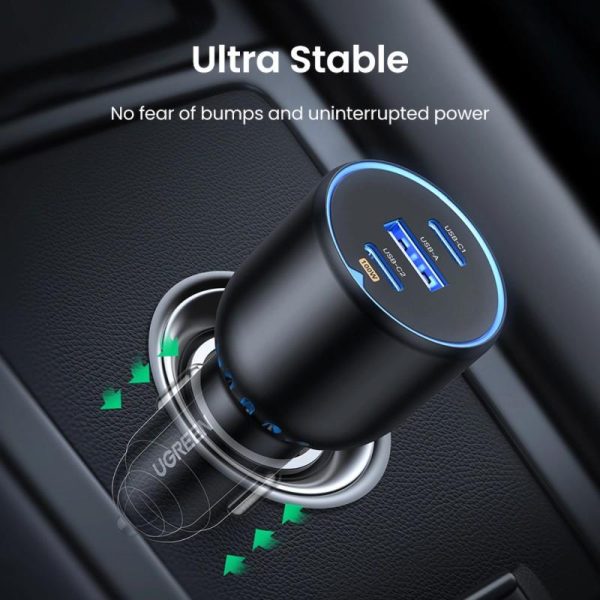 UGREEN auto punjač, 130W, 2x USB-C, USB-A, PD, QC 4.0, sivi - Slika 8