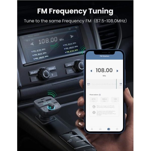 UGREEN FM transmiter za auto LED zaslon, Bluetooth, TF kartica 128 GB, USB-C, 2x USB, Quick charge 3.0, crni - Slika 5