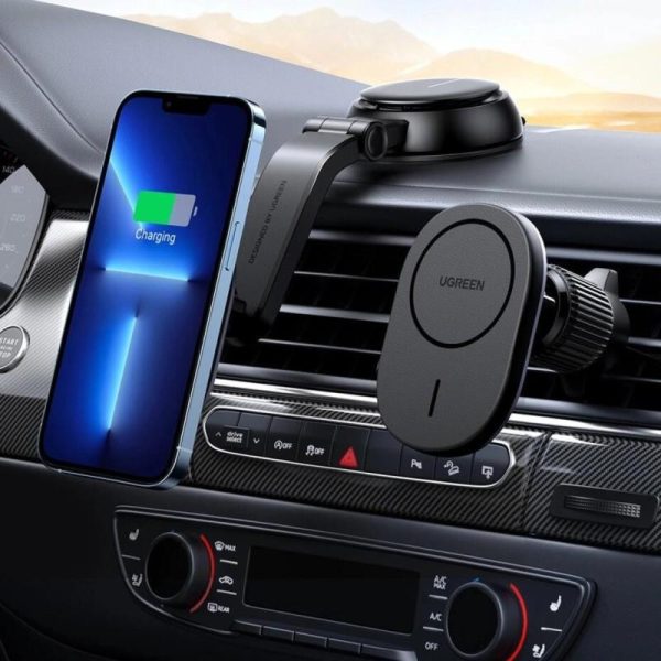 UGREEN MagSafe auto punjač 15W, USB-C, magnetni, bežični/indukcijski, crni - Slika 2