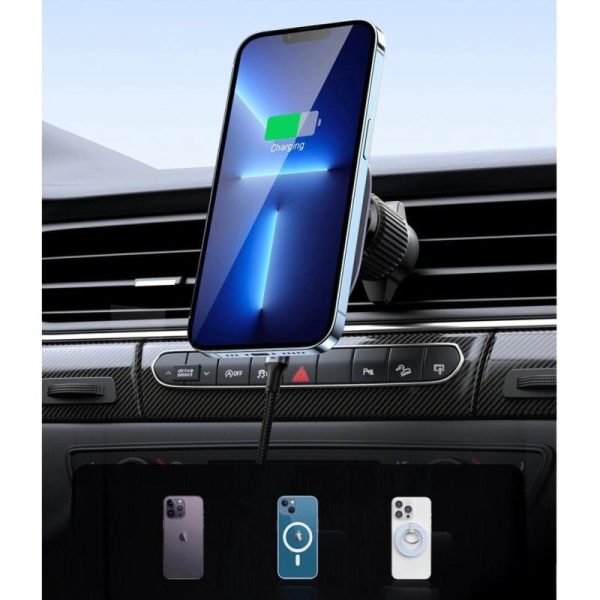 UGREEN MagSafe auto punjač 15W, USB-C, magnetni, bežični/indukcijski, crni - Slika 4