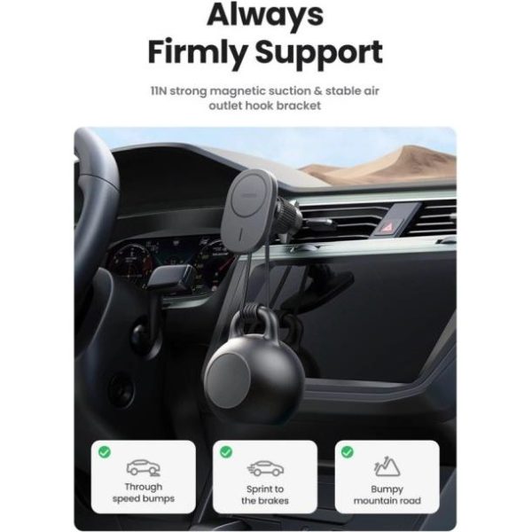 UGREEN MagSafe auto punjač 15W, USB-C, magnetni, bežični/indukcijski, crni - Slika 8