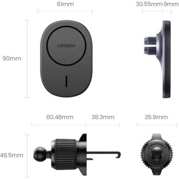 UGREEN MagSafe auto punjač 15W, USB-C, magnetni, bežični/indukcijski, crni - Slika 10