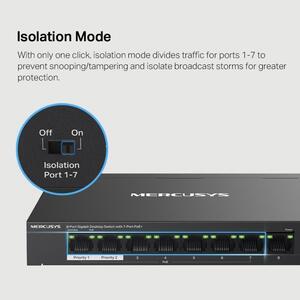 Mercusys 8-Port Gigabit Desktop Switch with 7-Port PoE, MS108GP