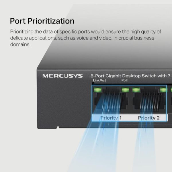 Mercusys 8-Port Gigabit Desktop Switch with 7-Port PoE, MS108GP - Slika 4