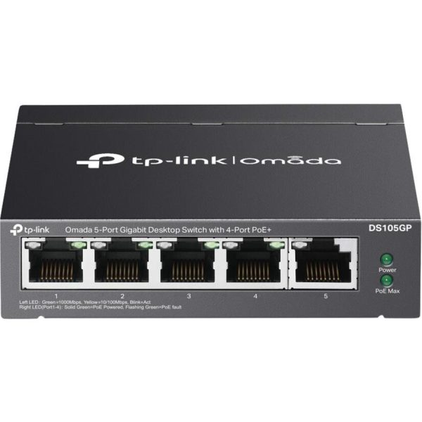 TP-Link Omada 5-Port Gigabit Unmanaged Desktop Switch, 4-Port PoE, DS105GP