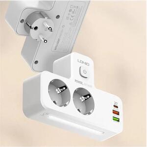 STRUJNI RAZDJELNIK LDNIO SE2337 2500W 2*EU + 2*USB + 1*TIP C + LED BIJELI