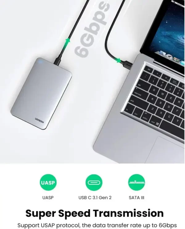 UGREEN vanjsko kućište, 2.5" HDD/SSD, SATA, USB-C 3.1 - Slika 2