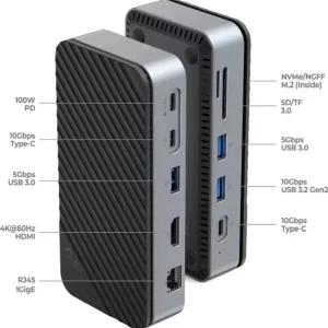 Orico 10-portni Docking station + M.2 kućište, 1x USB-C (100W), 1x USB 3.2, 1x USB-C, 2x USB-A 3.0, 1x HDMI, RJ-45, SD/TF