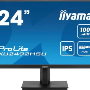 IIYAMA 24” XU2492HSU-B6 FHD (1920x1080) IPS, 100Hz, 16:9, 0.4ms, 250 cd/m2, 1300:1, 1xHDMI/DP, 4xUSB, zvučnici