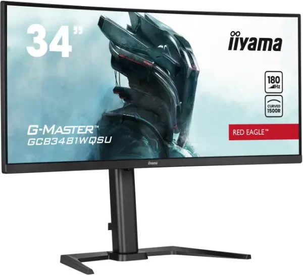 IIYAMA 34" G-Master GCB3481WQSU-B1 UWQHD (3440×1440) zakrivljeni VA, 180Hz, 21:9, 0.3ms, 500cd/m2, 4000:1, 2×HDMI/2×DP, 4×USB3.2, FreeSync Premium, HA, zvučnici, crni - Slika 4