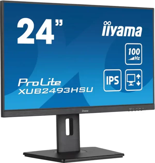 IIYAMA 24" XUB2493HSU-B7 FHD (1920x1080) IPS, Pivot, 100Hz, 1ms, 300 cd/m2, 1300:1, HDMI/DP, 2×USB-A, zvučnici, crni - Slika 4
